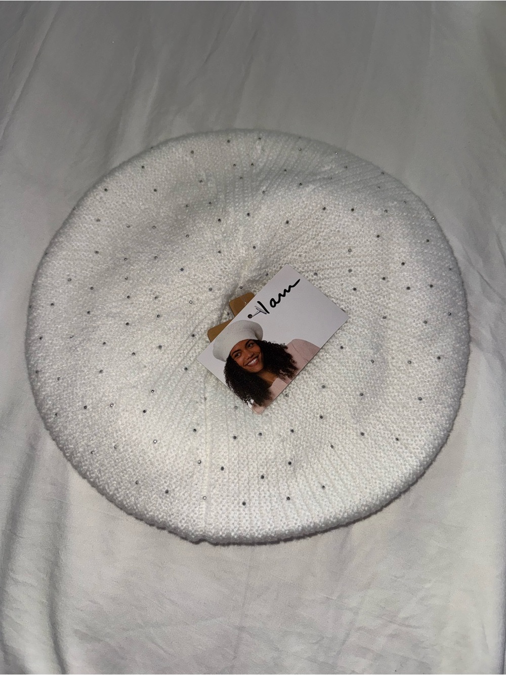 BNWT, I am, cream hat with rhinestones